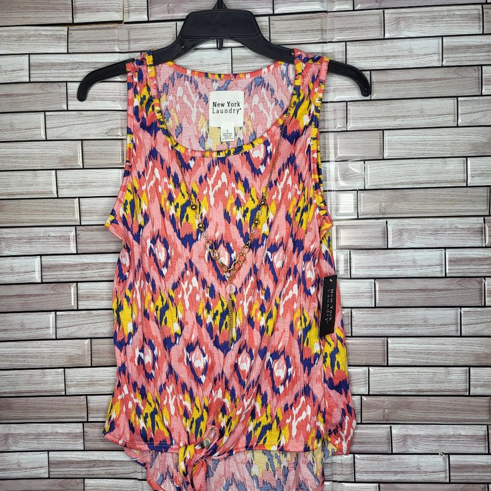 New York Laundry New Women's Size Small Blouse Pink Yellow‎ Top Sleeveless Shirt